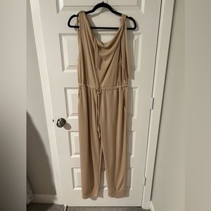 Beige/tan Jumpsuit with Shoulder Tie Detail NEW WITHOUT TAGS